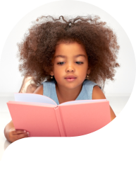 A young girl reading book